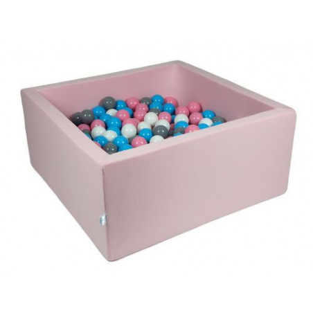 Rankų darbo kvadratinis rožinis kamuoliukų baseinas 90x90x40 su 200 vnt. kamuoliukų
