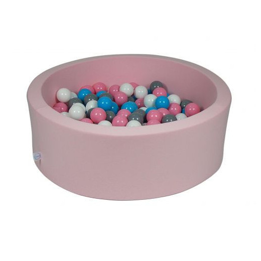 Rankų darbo apvalus rožinis kamuoliukų baseinas 90x30 su 200 vnt. kamuoliukų