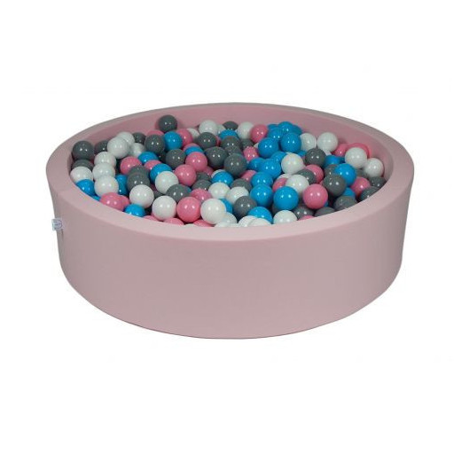 Rankų darbo apvalus rožinis kamuoliukų baseinas 110x30 su 200 vnt. kamuoliukų