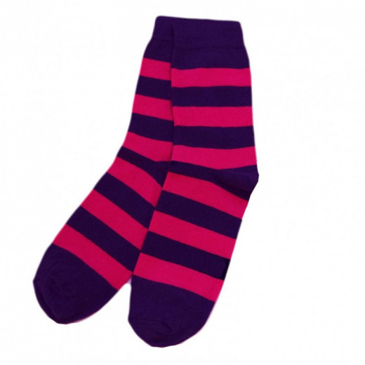 Dryžuotos kojinės tamsiai mėlynos ir rožinės Platesnės juostelės 34900