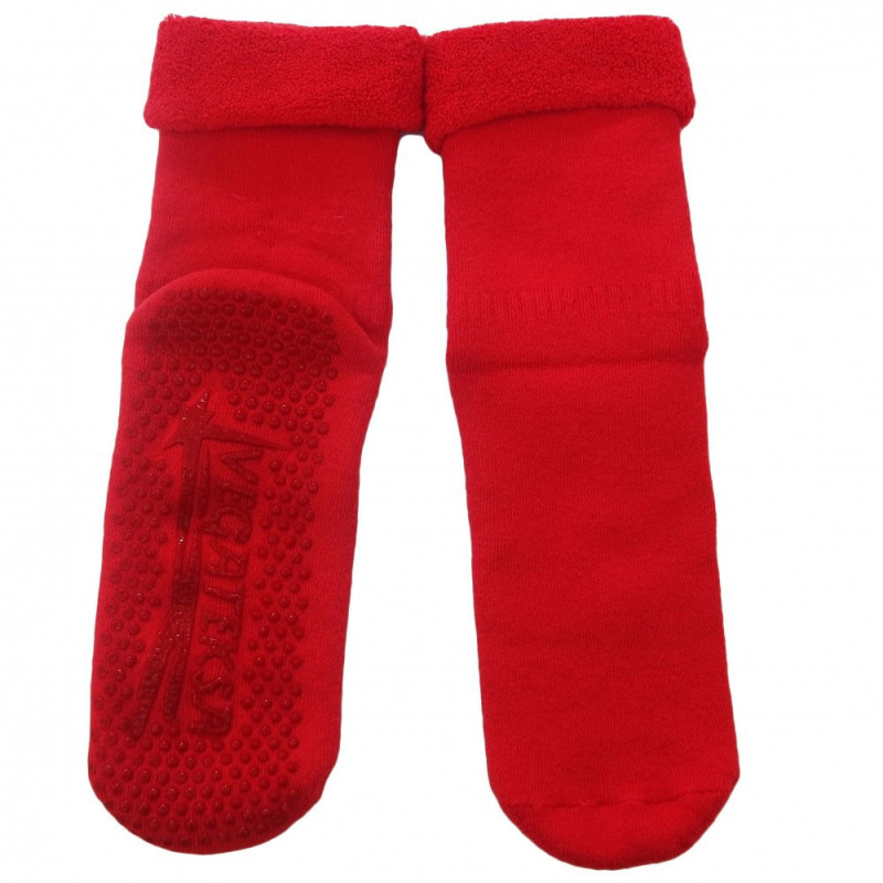 Gumuotais padais šiltos pliušinės kojinės Raudona 34500G