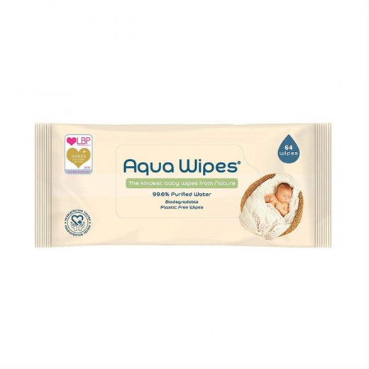 Biologiškai suyrančios AQUA WIPES drėgnos servetėlės, 64 vnt.