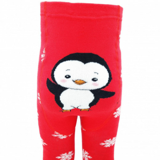 Šiltos pliušinės pėdkelnės vaikams Raudonas pingvinas 14500