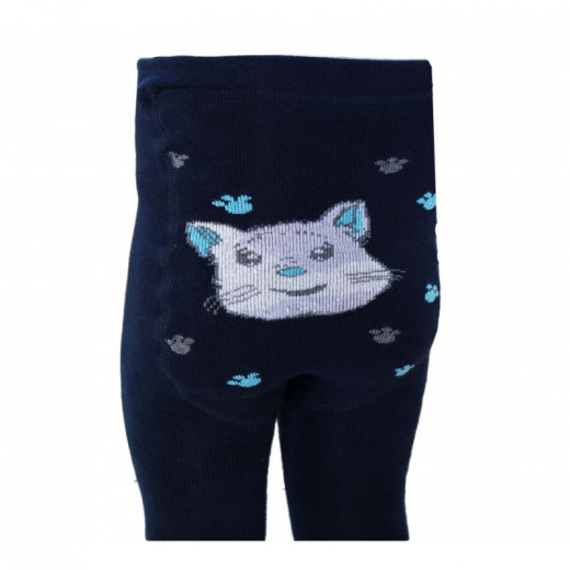 Šiltos pliušinės pėdkelnės vaikams Tamsiai mėlynas katinėlis 14500