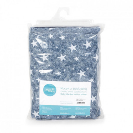 CebaBaby pagalvė + antklodė mėlynos žvaigždės 30x40 75x100