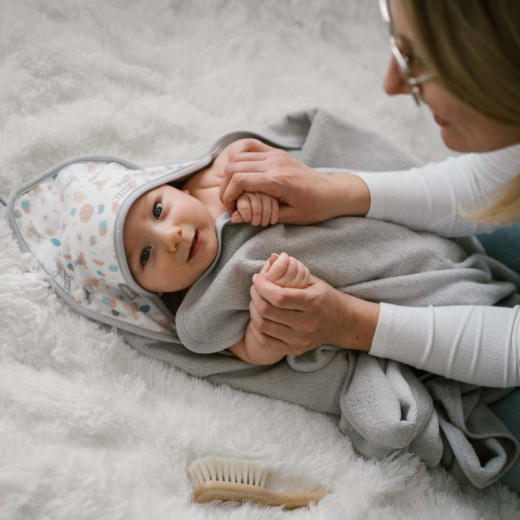 BabyOno rankšluostis su gobtuvu frotinis 100x100 pilkas 1552/03