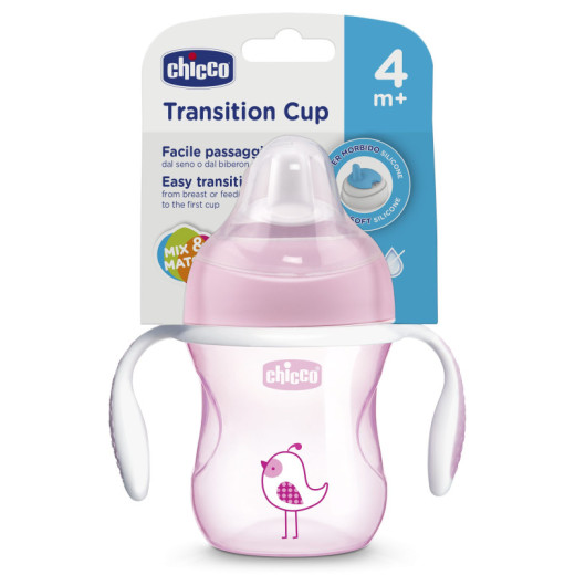 CHICCO 00006911100000 Pirmasis treniruočių puodelis 4m+ mergaitė