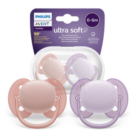 AVENT SCF091/31 Ultra Soft 0-6 m. čiulptukas rožinis/violetinis