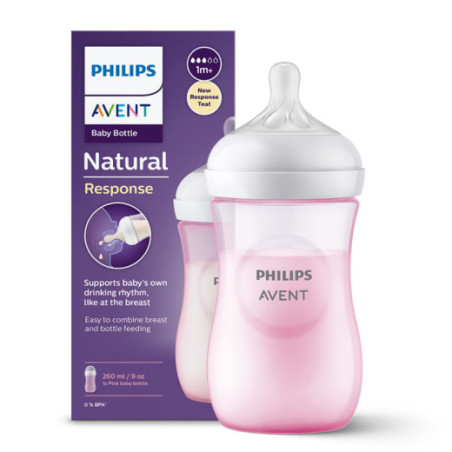 AVENT SCY903/11 Natural Responsive buteliukas rožinis 260 ml