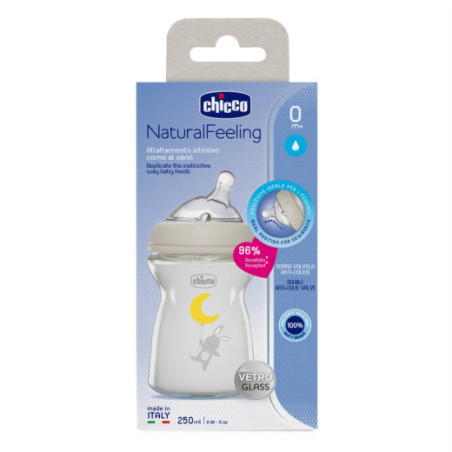 CHICCO 00081221300000 NF stiklinis buteliukas 0m+ 250 ml