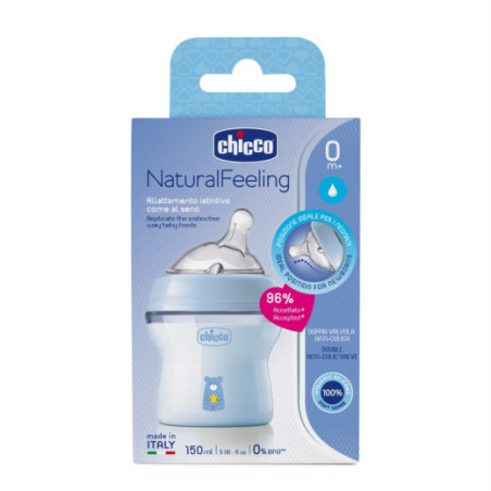 CHICCO 00081311200000 NF plastikinis butelis 0m+ 150 ml berniukas