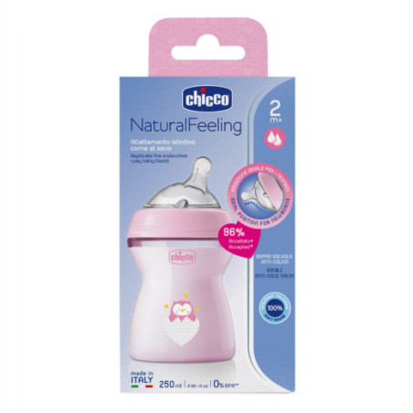 CHICCO 00081323100000 NF plastikinis butelis 2m+ 250 ml mergaitė