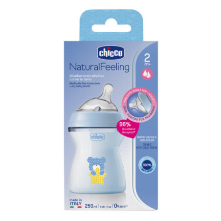 CHICCO 00081323200000 NF plastikinis butelis 2m+ 250 ml berniukas