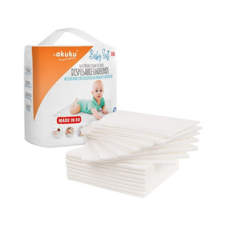 AKUKU A0500 Vienkartiniai paklotai 40x60 Baby Soft 15 vnt