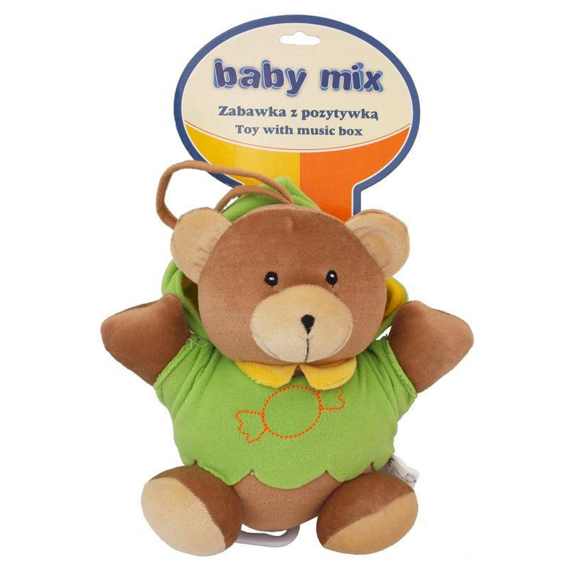 BABY MIX TK/P/1034-0700 Meškiukas žalia striuke 46552 pliušinė muzikinė dėžutė