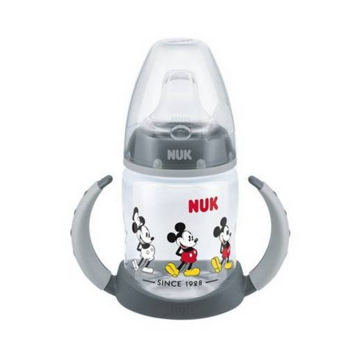 NUK ZE-104 rinkinys FC buteliukas 150 ml su rankenėlėmis ir temperatūros indikatoriumi DISNEY M Mickey Mouse + nemokamas sil