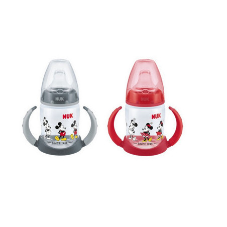 NUK ZE-104 rinkinys FC buteliukas 150 ml su rankenėlėmis ir temperatūros indikatoriumi DISNEY M Mickey Mouse + nemokamas sil