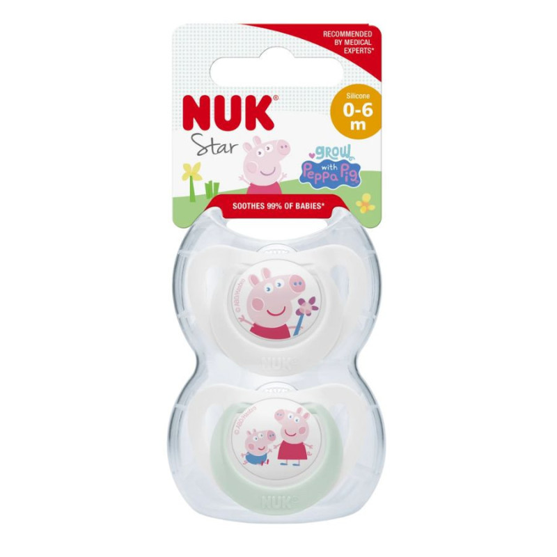 NUK 175333 Čiulptukas 0-6 m PEPPA silikoninis 2 vnt