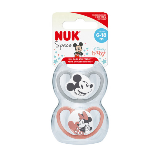 NUK 176286 Silikoninis čiulptukas 6-18 SPACE MICHAEL MOUSE 2vnt