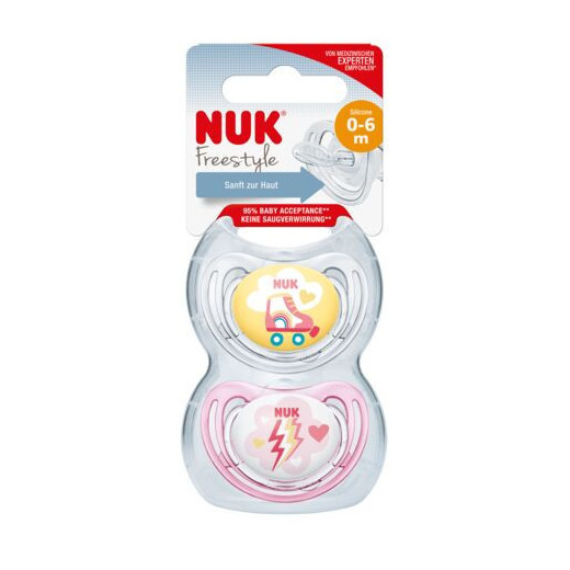 NUK 730133 1 FREESTYLE 2 vnt. silikoninis manekenas 0-6 m*