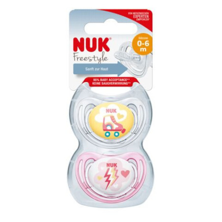 NUK 730133 1 FREESTYLE 2 vnt. silikoninis manekenas 0-6 m*