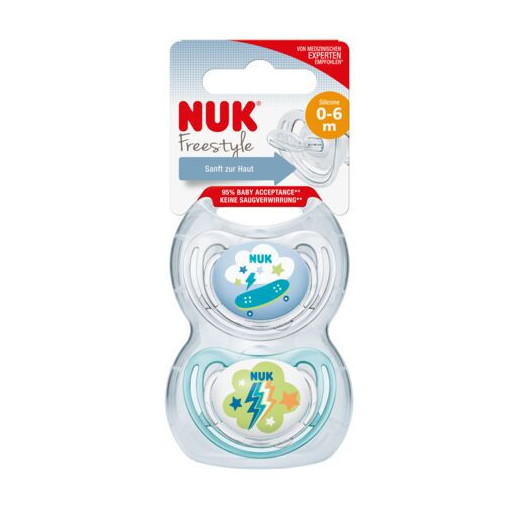 NUK 730133 1 FREESTYLE 2 vnt. silikoninis manekenas 0-6 m*