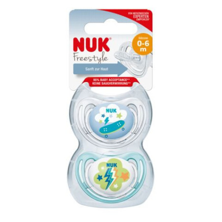 NUK 730133 1 FREESTYLE 2 vnt. silikoninis manekenas 0-6 m*