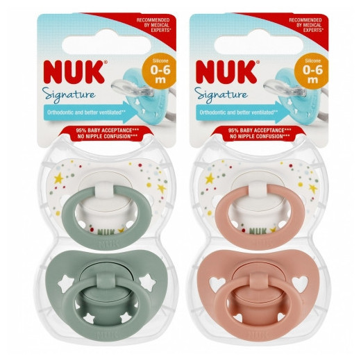 NUK 730617 SIGNATURE čiulptukas 0-6 m 2 vnt