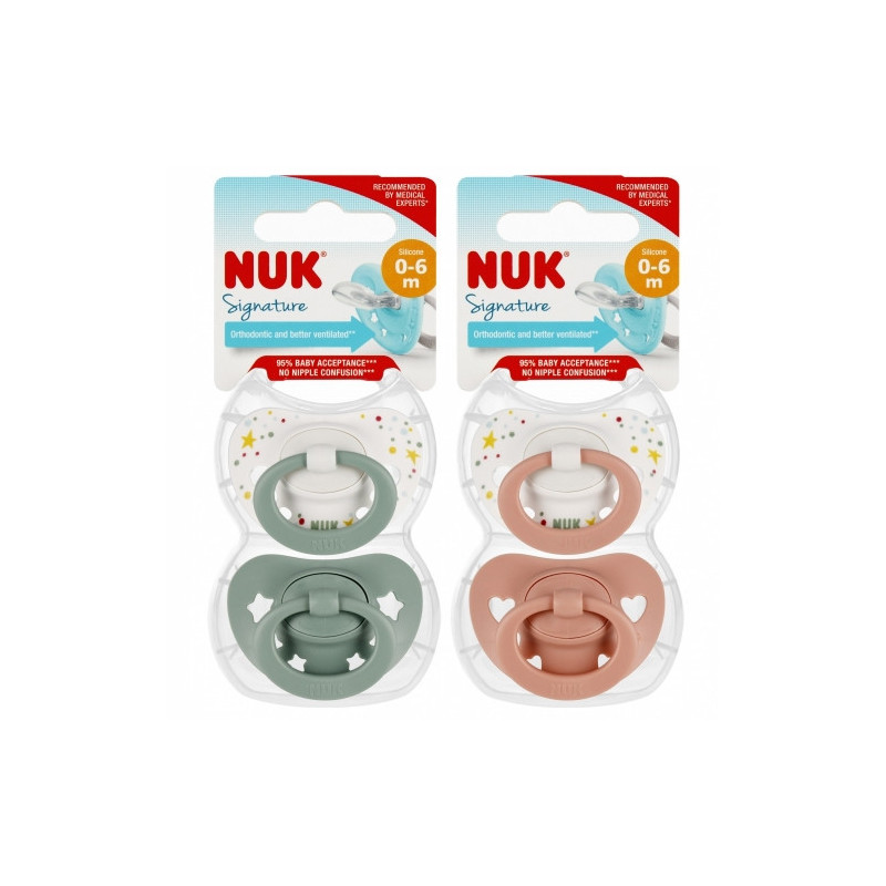 NUK 730617 SIGNATURE čiulptukas 0-6 m 2 vnt