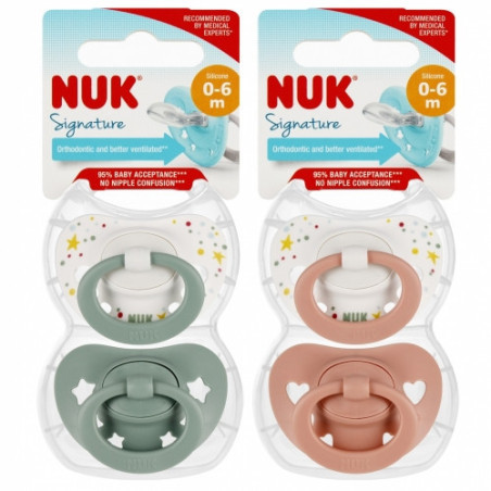 NUK 730617 SIGNATURE čiulptukas 0-6 m 2 vnt