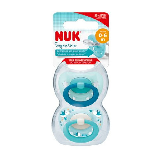 NUK 730638 0-6m SIGNATURE silikoninis čiulptukas 2 vnt