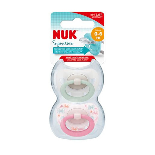 NUK 730638 0-6m SIGNATURE silikoninis čiulptukas 2 vnt