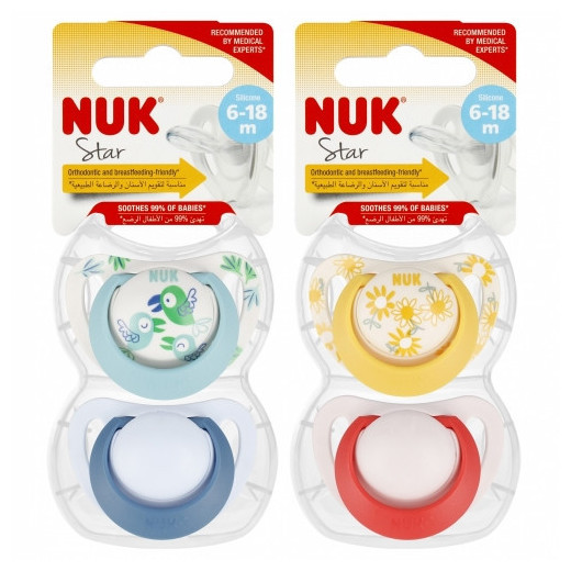 NUK 736726 STAR čiulptukas 6-18m 2 vnt