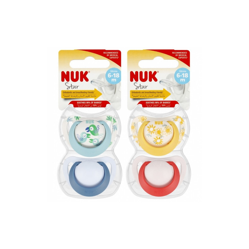 NUK 736726 STAR čiulptukas 6-18m 2 vnt