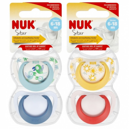 NUK 736726 STAR čiulptukas 6-18m 2 vnt