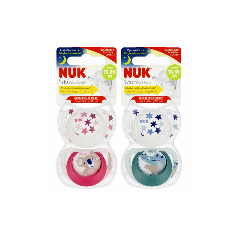 NUK 739735 STAR silikoninis čiulptukas DN 18-36m 2 vnt