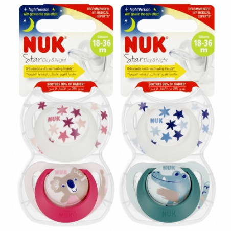 NUK 739735 STAR silikoninis čiulptukas DN 18-36m 2 vnt