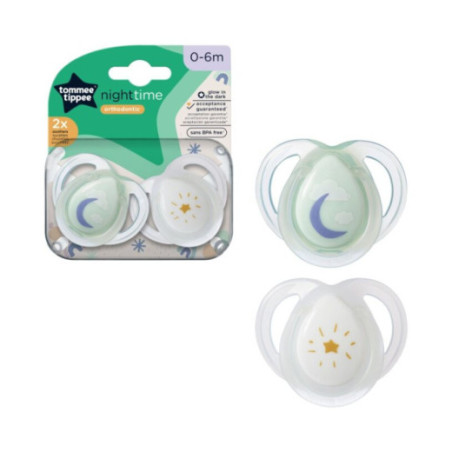 TOMMEE TIPPEE TTP43338095 NIGHT TIME čiulptukai 0-6 m mišinys 2 pak