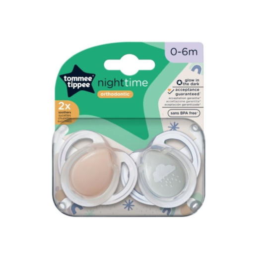 TOMMEE TIPPEE TTP43338095 NIGHT TIME čiulptukai 0-6 m mišinys 2 pak