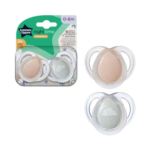 TOMMEE TIPPEE TTP43338095 NIGHT TIME čiulptukai 0-6 m mišinys 2 pak