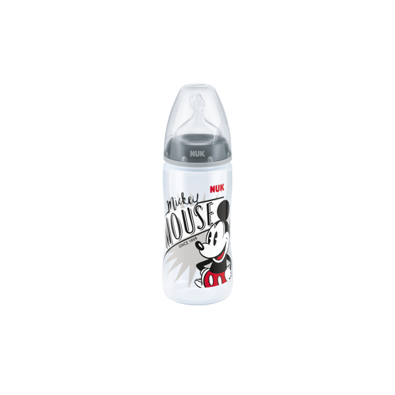 NUK 741019 FC+ PP 300 ml buteliukas su temperatūros indikatoriumi DISNEY M Mickey Mouse silikoninis čiulptukas M 6-18