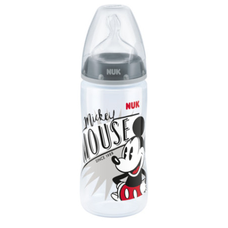 NUK 741019 FC+ PP 300 ml buteliukas su temperatūros indikatoriumi DISNEY M Mickey Mouse silikoninis čiulptukas M 6-18