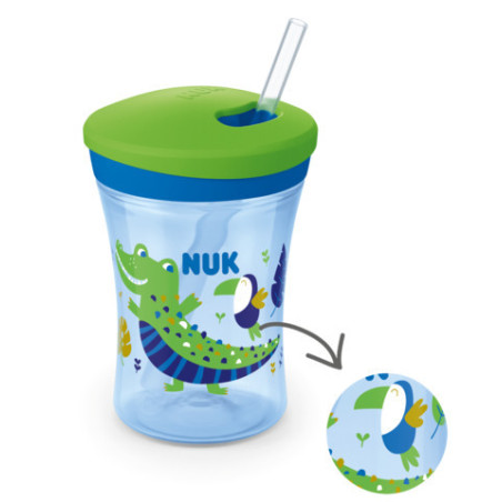 NUK 255574 EVOLUTION ACTION CUP 230 ml 12+ CAMELEON lašinamas puodelis