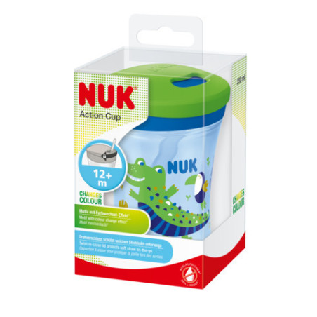 NUK 255574 EVOLUTION ACTION CUP 230 ml 12+ CAMELEON lašinamas puodelis