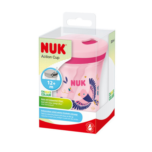 NUK 255574 EVOLUTION ACTION CUP 230 ml 12+ CAMELEON lašinamas puodelis