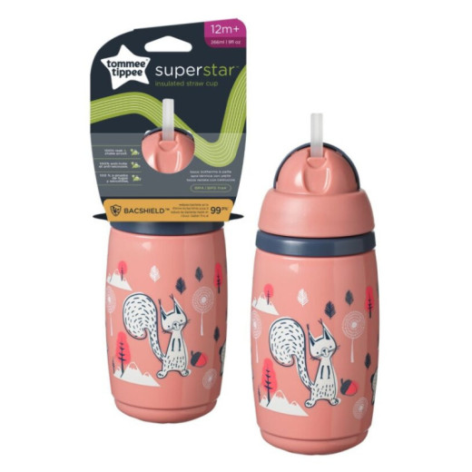 TOMMEE TIPPEE TTP447825 Superstar 266 ml rožinis buteliukas su šiaudeliu