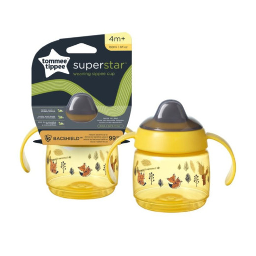 TOMMEE TIPPEE TTP447827 Superstar treniruočių puodelis 190 ml geltonos spalvos