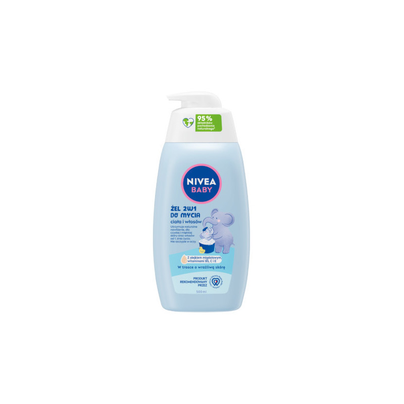 NIVEA BABY 80512 2-in-1 kūno ir plaukų plovimo gelis su dozatoriumi 500 ml