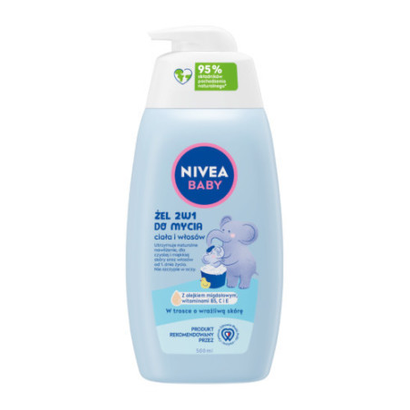 NIVEA BABY 80512 2-in-1 kūno ir plaukų plovimo gelis su dozatoriumi 500 ml