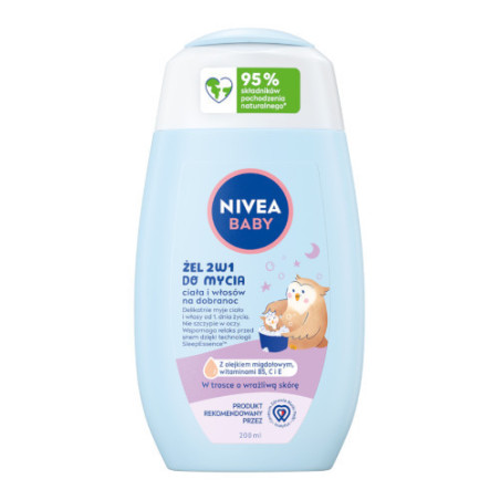 NIVEA BABY 80546 2-in-1 kūno ir plaukų prausiklis prieš miegą 200 ml